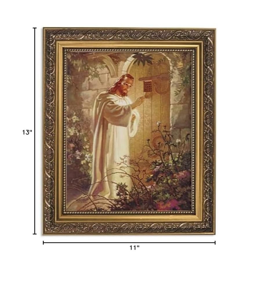 壁飾り-ゴブラン-Jesus at your door Jesus Knocking On Door Print In Ornate Gold Frame By Warner